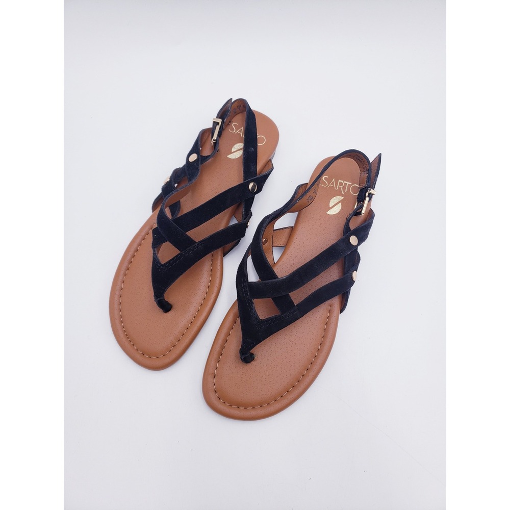 Sarto Franco Sarto Gretchen Sandals Black Suede Strappy Womens Size 7.5